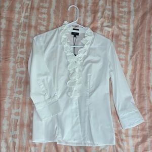 Talbots White Ruffle Collar Blouse